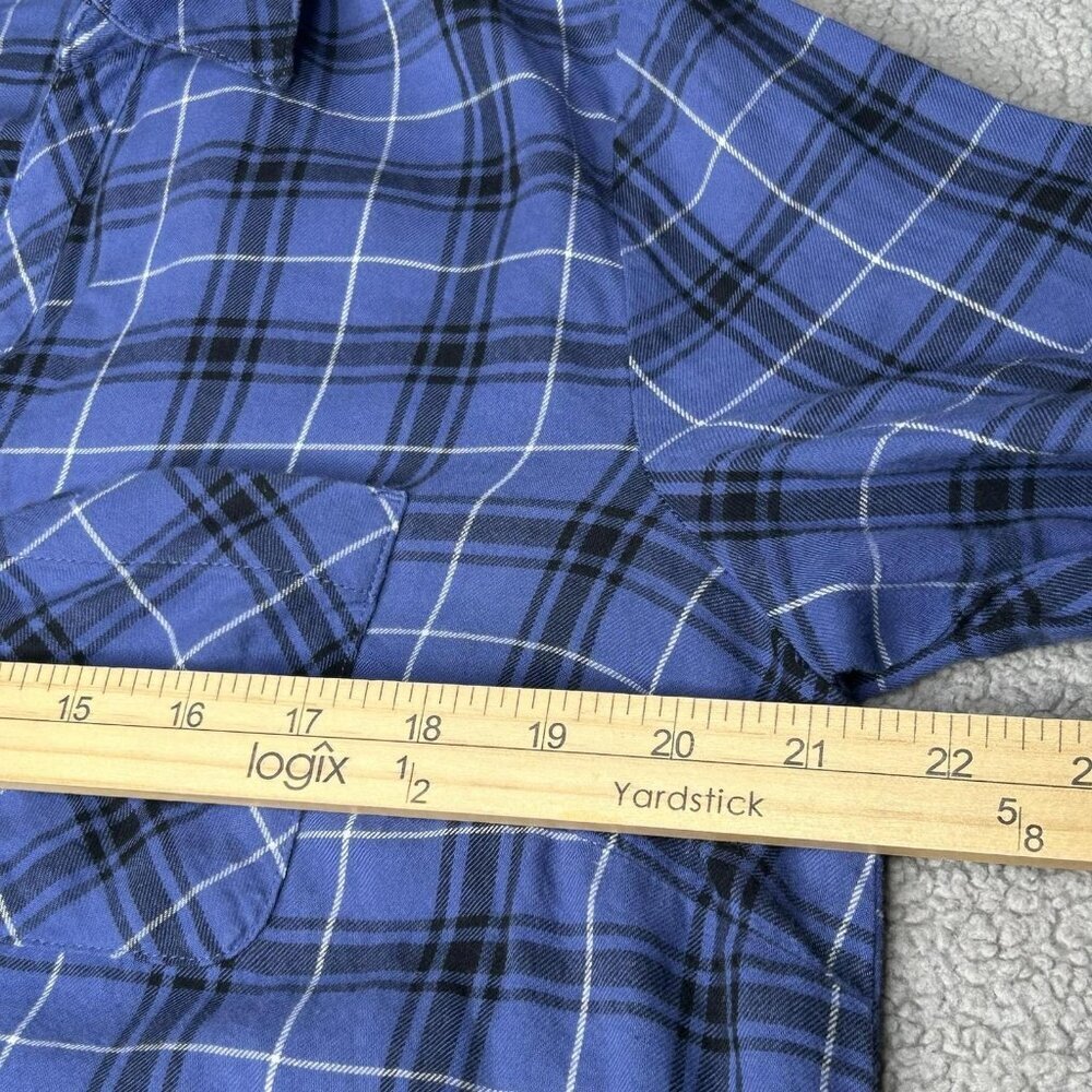 J Jill Shirt Womens Medium Tall Blue Plaid Button Front Tunic 100% Cotton - Picture 8 of 14